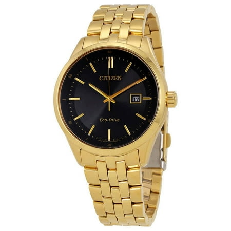 Citizen Men's BM7252-51E Sapphire Eco-Drive Black Dial Yellow Gold Plated Steel Bracelet Watch