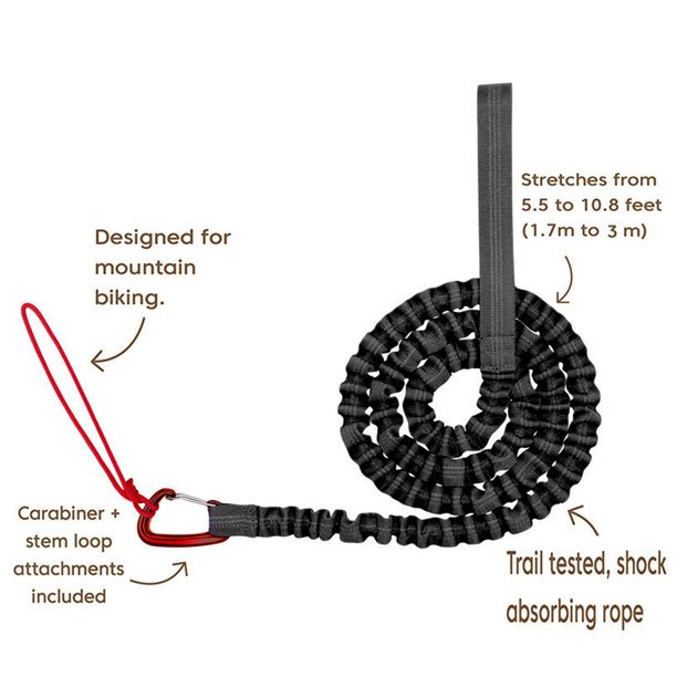 Bicicleta Cuerda de tracción Correa elástica Nylon Correa de remolque para padres e hijos Negro JShteea Para Estrenar