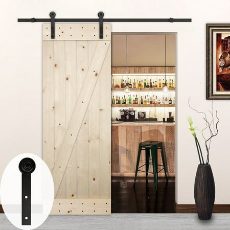 Lubann 36in X 84in Unfinished Half X Brace Knotty Pine Barn Door With 6 6ft Sliding Door Hardware Kit T Style