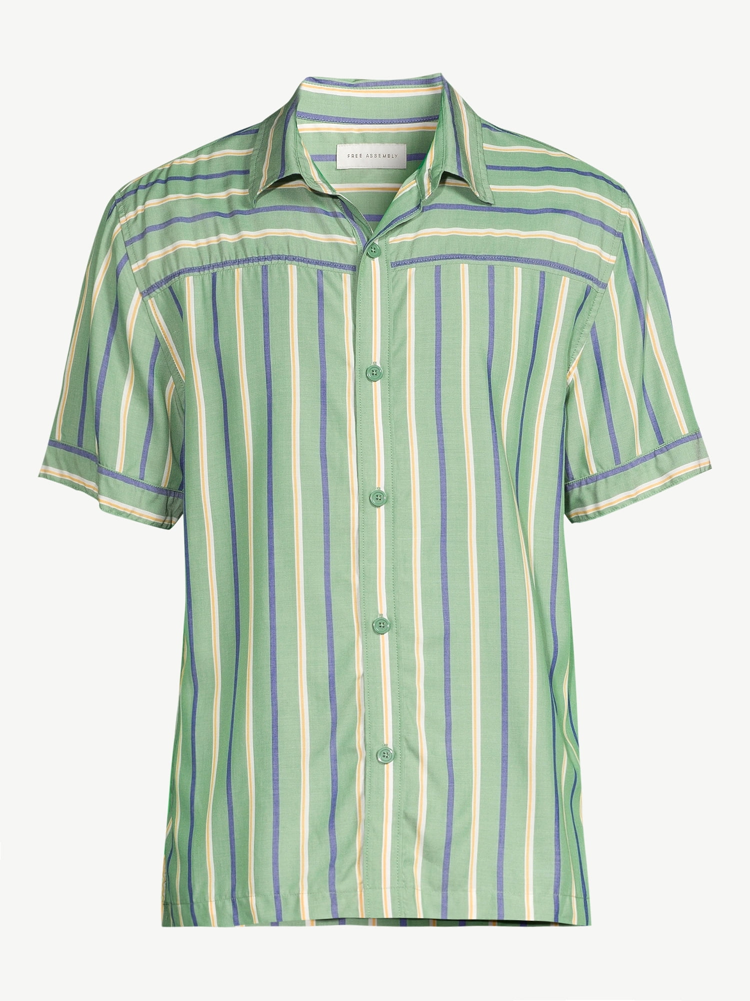 Free Assembly Men's Striped Shirt with Short Sleeves