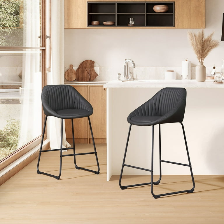 Art Leon Mid-Century Bar Stools, Upholstered Counter Height Stools