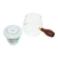 thumbnail image 4 of 1 set Pintura a mano Tetera de vidrio resistente al calor Kung Fu Tetera con mango de madera, 4 of 7