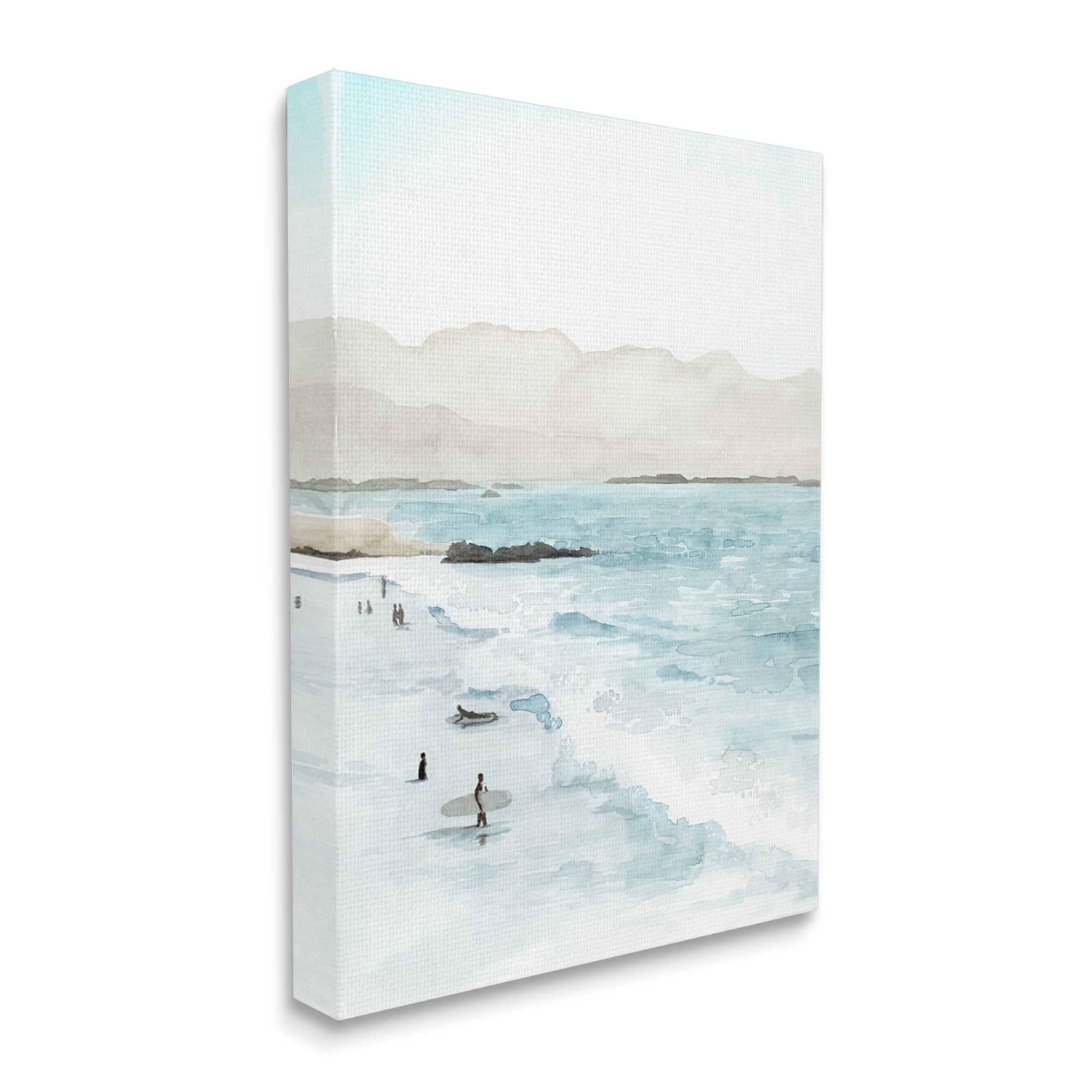 Stupell Industries Surfing Shoreline Sea Waves Foggy Mountains ,24 x 30, Design by Grace Popp