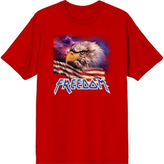 Americana Freedom Eagle Men's Red Crew Neck Short Sleeve Tee-Small