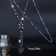 thumbnail image 3 of Collier Pull Perles de Cristal Pailleté Long Collier à Pompons pour Femmes, 3 of 10