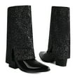 thumbnail image 5 of Wavsuf Womens Dress Shoes Winter Mid Calf with High Heel Black Boots Size 37, 5 of 6