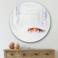 thumbnail image 1 of Designart - Red Fox Running In White Snow II - Farmhouse Metal Circle Wall Art, 1 of 5