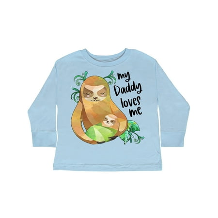 

Inktastic My Daddy Loves Me Cute Sloth and Baby Gift Toddler Boy or Toddler Girl Long Sleeve T-Shirt