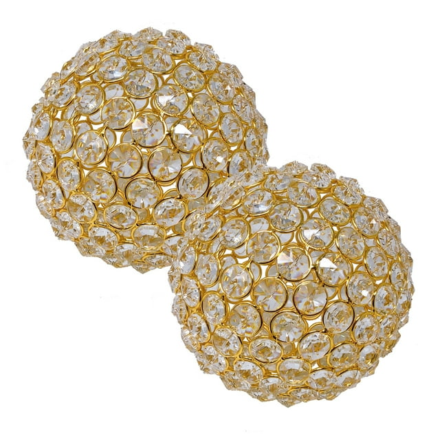 Facetas 5" Gold Cristal Spheres - Set of 2