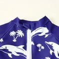 thumbnail image 5 of Cowsor Baby Boys Three Piece Swimsuit Set Cute Print Half Placket Top Bottom with Swim Cap Soft UV Protection Swimwear for Summer Beach Pool, 5 of 7