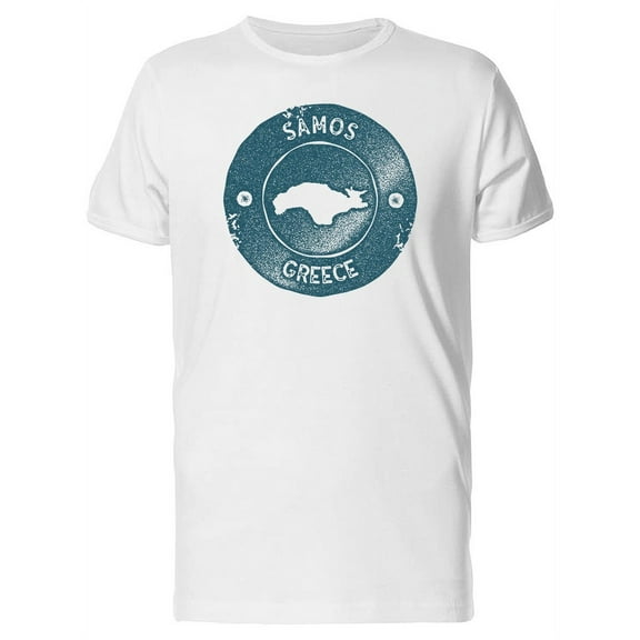 Greece Grunge Samos Map T-Shirt Men -Image by Shutterstock, Male Medium