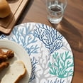 thumbnail image 3 of Blue Teal Grey Coral Coastal Round 15 Inch Placemats Set of 8, Summer Beach Nautical Ocean HeatResistant Non Slip Place Mats for Dining Table, Wipeable Braided Kitchen Table Mats for Housewarming, 3 of 9