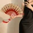thumbnail image 3 of Folding Fans Chinese Style Handheld Fans Vintage Silk Fabric Holding Fan Foldable for Wedding Dancing Cosplay Party Wall Decoration, 3 of 6