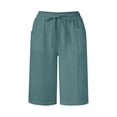 thumbnail image 4 of JIAYUE Women's Pants Solid Color Knee Length Fashion Straight Leg High Waist Sports Loose Stylish Female Sweatpants Solid Color, 4 of 5