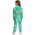 thumbnail image 2 of TSSOE Girls Hip Hop Team Performance 3 Piece Outfits Skateboarding Clothes Modern Jazz Dance Clothing Set Light Green 14, 2 of 7