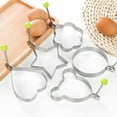 thumbnail image 2 of 5 Pack Stainless Steel Egg Cooking Rings, Pancake Mold for frying Eggs and Omelet Heart type/Round/Five-pointed star/Flower/ Mickey,With Various Shape, 2 of 6