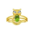 thumbnail image 1 of RYLOS Bagues pour Femmes Bague Chat en Or Jaune 14K Pierre Précieuse Ovale 7X5MM et Diamants Étincelants Péridot d'Août Bijoux Taille 12, 1 of 7