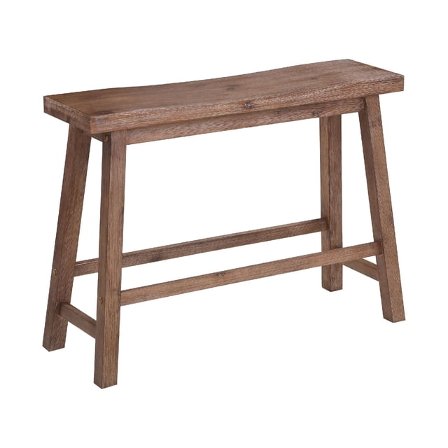 Amber 33 Inch Rubberwood Bench with Saddle Seat Rectangular Brown
