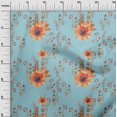 thumbnail image 2 of oneOone Cotton Poplin Twill Sky Blue Fabric Flower & Leaves Watercolor Sewing Craft Projects Fabric Prints By Yard 56 Inch Wide, 2 of 2