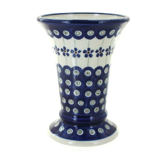 Blue Rose Polish Pottery Indoor Tabletop Flowering Peacock Small Vase