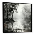 thumbnail image 2 of Designart "Mist-Enshrouded River Enchantment I" Landscape Forest River Floater Framed Wall Art Living Room, 2 of 5