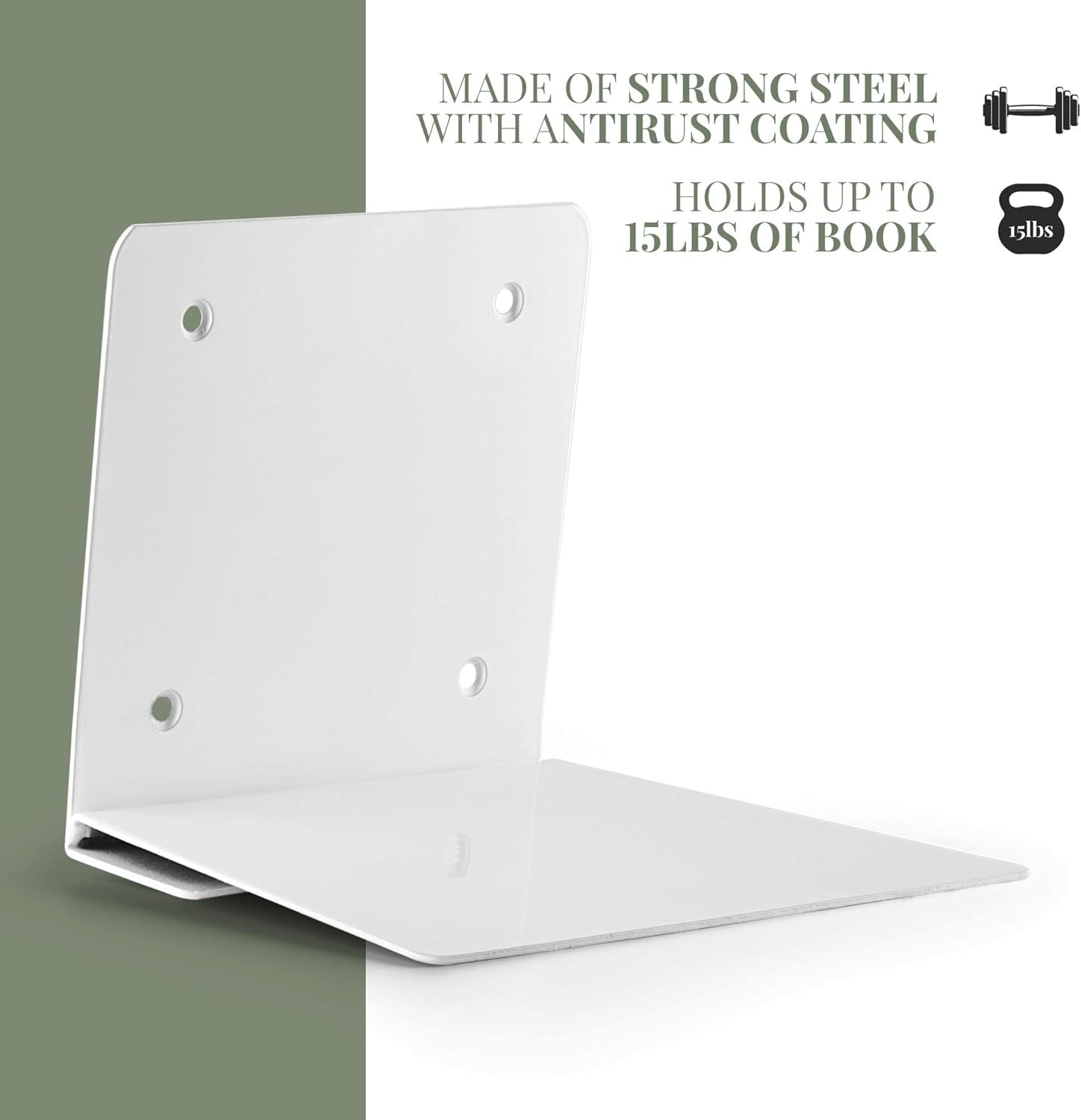 VASGOR Set of 4 Invisible Floating Bookshelf - Heavy Duty Wall Mounted Book Organizer, Metal Shelves Holder for Books, Large Size