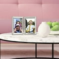 thumbnail image 2 of AmPm Antique Pewter 5x7 Hinged Double Picture Frame, Bead Border Design, 2 of 4