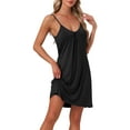 thumbnail image 4 of INSPIRE CHIC Women's Sleeveless Sleepwear Camisole Nightwear V Neck Nightshirt Pajama Dress Chemise Nightdress XL Black, 4 of 6