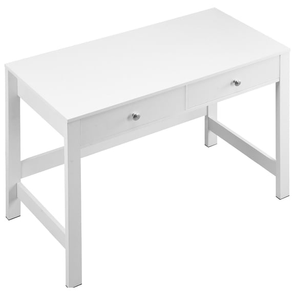 White MDF Study Desk with Drawers for Kids, Modern Simple Writing & Drawing Table, Children's Bedroom Study Storage Desk, Rectangle Home Office Furniture
