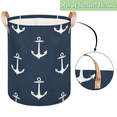 thumbnail image 4 of Qzaxky Nautical Navy Blue Anchor Laundry Basket Organizer Foldable Tall Large Laundry Basket Collapsible Folding Laundry Basket Dirty Clothes Fabric, 4 of 7