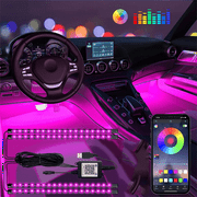 Pecham Interior Car Lights Car Accessories Car Led Lights APP Control with Remote Music Sync Color Change RGB Under Dash Car Lighting  12V 2A (RGB)