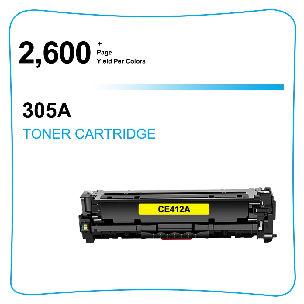 305A 305X Compatible for HP 305A Toner Cartridge for HP 305A CE412A Pro 400 Color MFP M451nw M451dn M451dw M475dw M475dn MFP M375nw M351A Printer Ink Yellow, 1-Pack