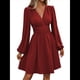 thumbnail image 1 of Vestido Elegante para Mujer, Cuello en V, Larga, Cintura Alta, Corte Holgado, para Fiesta de Graduación, Cóctel, Corto Vino Tinto M, 1 of 7