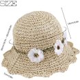 thumbnail image 2 of Sombreros de paja para niñas Gorra de sol plegable con decoración de flores Sombrero de verano para niños Playa Viajes Senderismo (Beige), 2 of 5