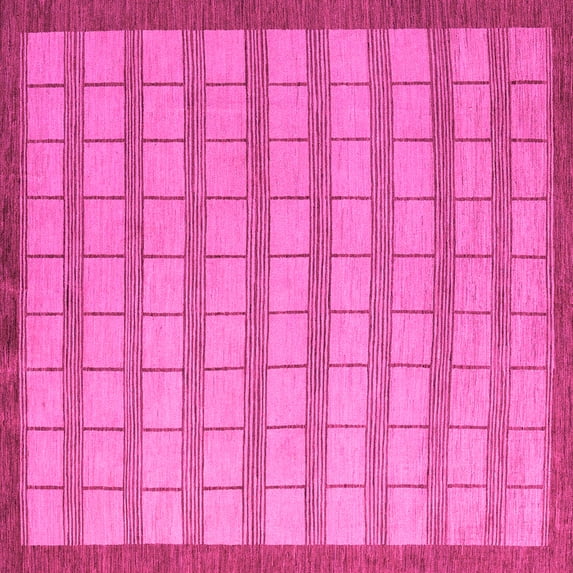 Ahgly Company Indoor Square Checkered Pink Modern Area Rugs, 5' Square