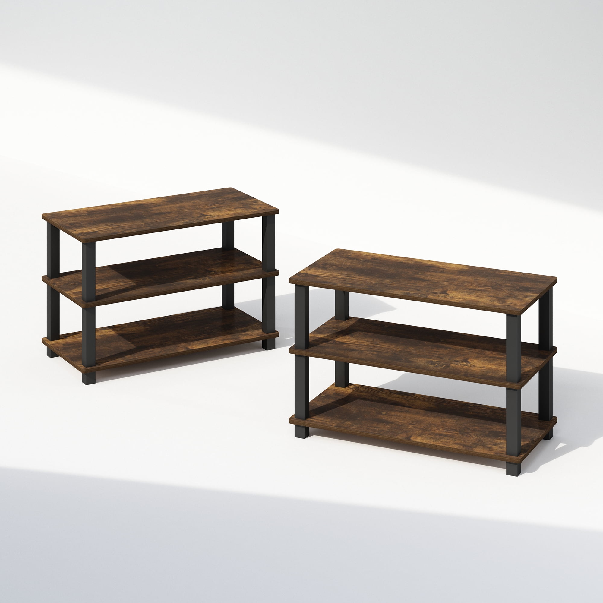 Furinno TURN-S-TUBE 3-Tier Stackable Shoe Rack in Amber Pine Set of 2