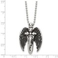 thumbnail image 5 of Stainless Steel Ball Beaded Necklace with Pendants Chain Chisel Antiqued Brushed and Polished Winged Sword Pendant on a 22 inch 21.2 mm, 5 of 5