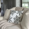 thumbnail image 3 of STPgoods Snowflakes Cotton Embroidered Decorative Pillow 18" x 18" Decorative Square Throw Pillow in White and Gray Cotton Couch Cushion, 3 of 4