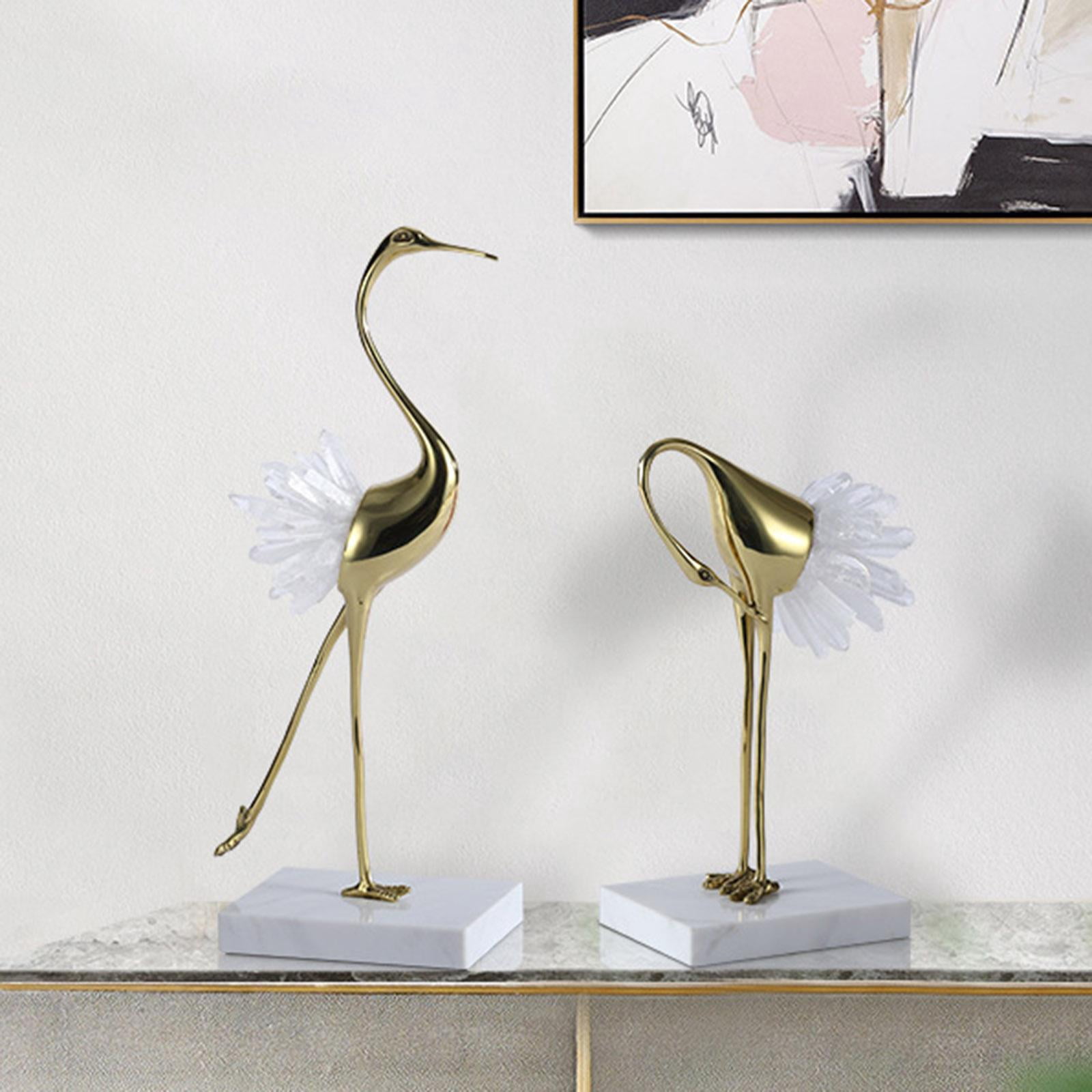 Golden Crane Statue Animal Bird Modern Minimalist Luxury Sculpture Figurine Ornament for Home Shelves Bedroom Decoration Style B