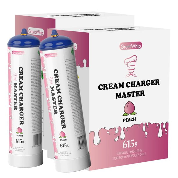GreatWhip Peach Flavor Nitrous Oxide Cartridges 615g N2O Whipped Cream