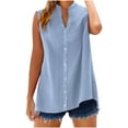 thumbnail image 2 of Summer Dresses For Women 2025 Ndbuld Casual Women Summer Turn-down Solid Tank Sleeveless Casual on Clearance,Light Blue,XXXXL, 2 of 6