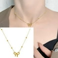 thumbnail image 2 of Bow Necklace Women's Bowknot Choker Necklace 14K Gold Plated Ribbon C Meo B0X6, 2 of 7