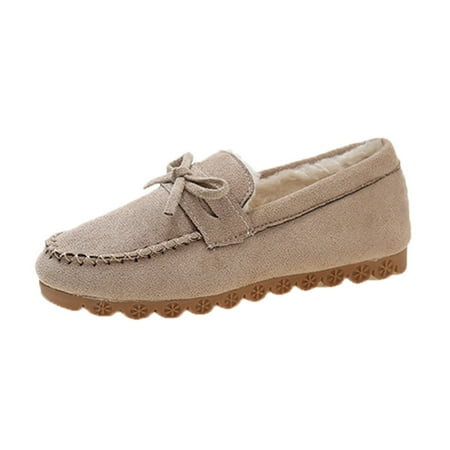 QYZEU Womens Gym Shoes Woman s Sandals Women s Autumn and Winter Bow Soft Soled Slip On Flat Heels and Warm Single Shoes Comfortable Casual Shoe Women White 42
