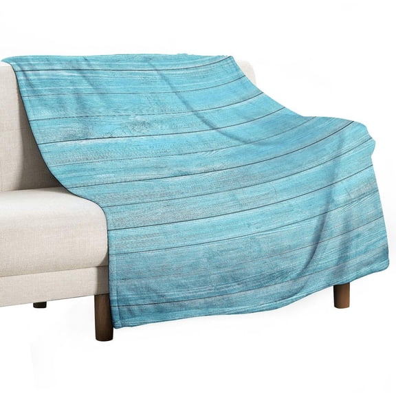Ocean Aqua Blue Teal Old Wood Turquoise Flannel Blanket Lightweight Blanket for Couch Sofa Bed, Super Soft Cozy Print Warm Blanket