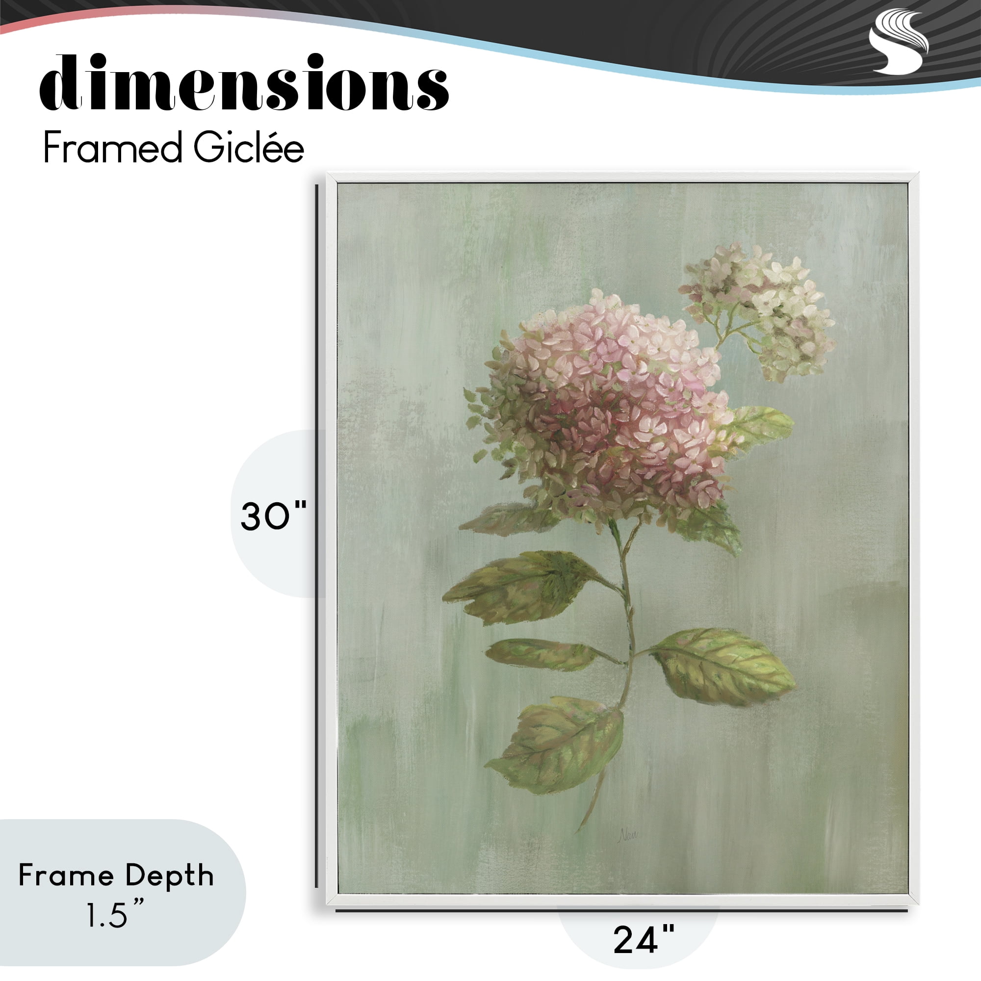 Stupell Industries Vintage Hydrangea Bushel White Framed Giclee Art, design by Nan
