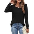 thumbnail image 3 of Luxtrada Womens Tunic Tops for Leggings Square Neck Puff Sleeve Shirts Casual Fall Sweatshirts (Black,L）, 3 of 10