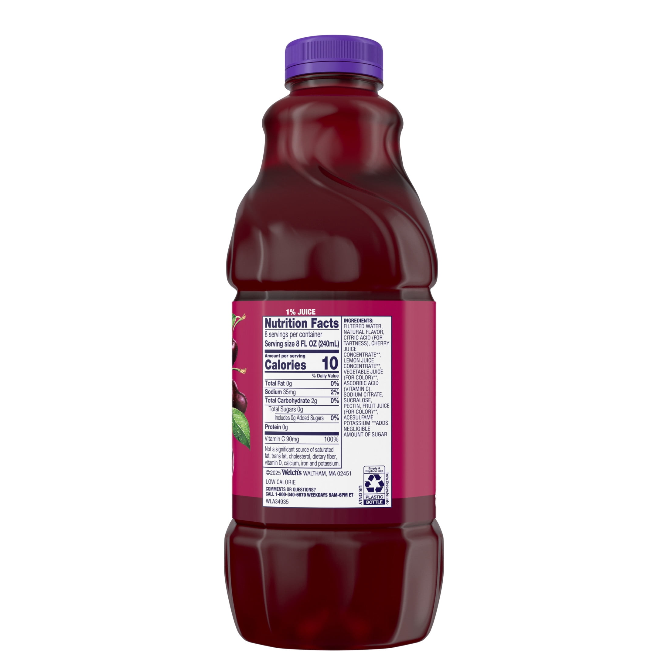 Welch's Black Cherry Zero Sugar Drink, 64 fl oz Bottle