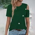 thumbnail image 6 of Womens Cold Shoulder Tops 2025 Summer Trendy Gradient/Solid Color Dressy Casual T-Shirts Crewneck Ladies Going Out Tunic Blouses, 6 of 6