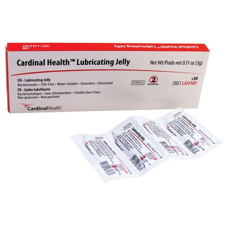Cardinal health lubricating jelly 3g packet part no. lj33107g (144/box)