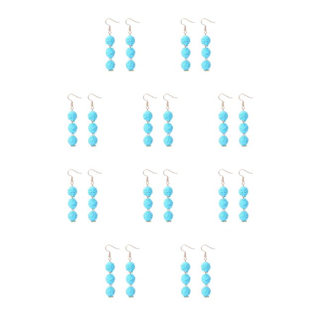 Pendientes colgantes de gancho trenzado Qarigey para novia fiesta joyería de moda Azul 10piezas